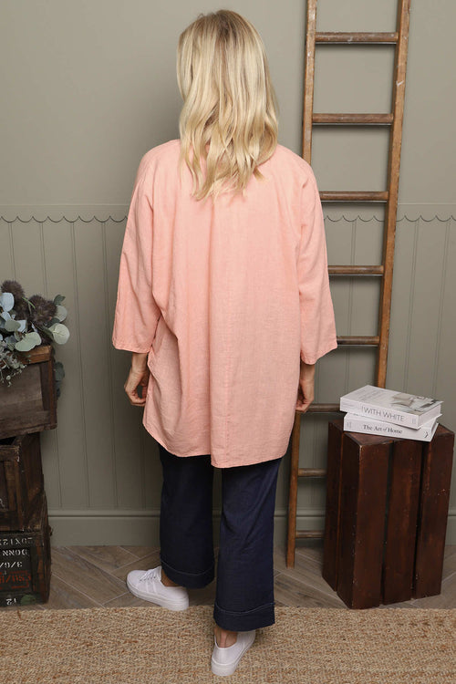 Loriella Keyhole Linen Top Orange - Image 4