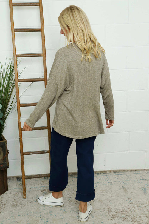 Sierra Sparkle Stripe Knitted Top Mocha - Image 4