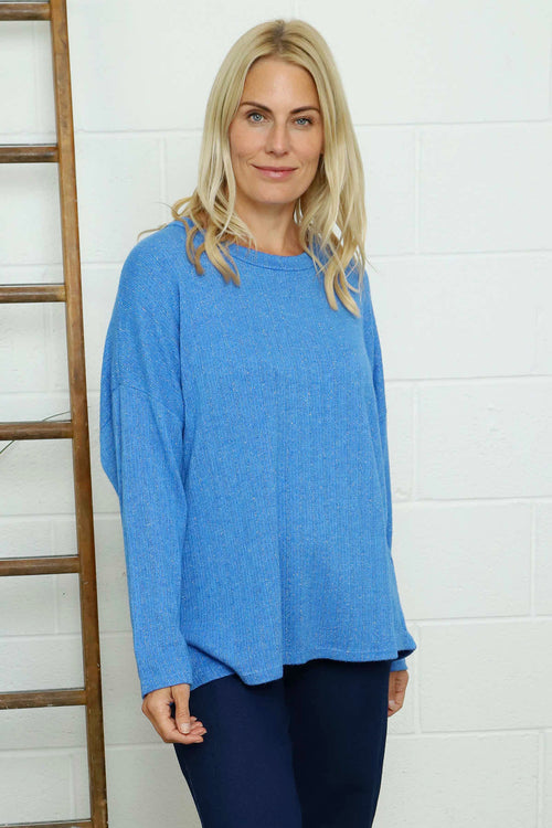 Sierra Sparkle Stripe Knitted Top Cobalt - Image 2