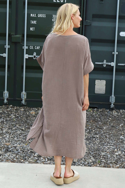Idella Flower Cotton Dress Mocha - Image 4