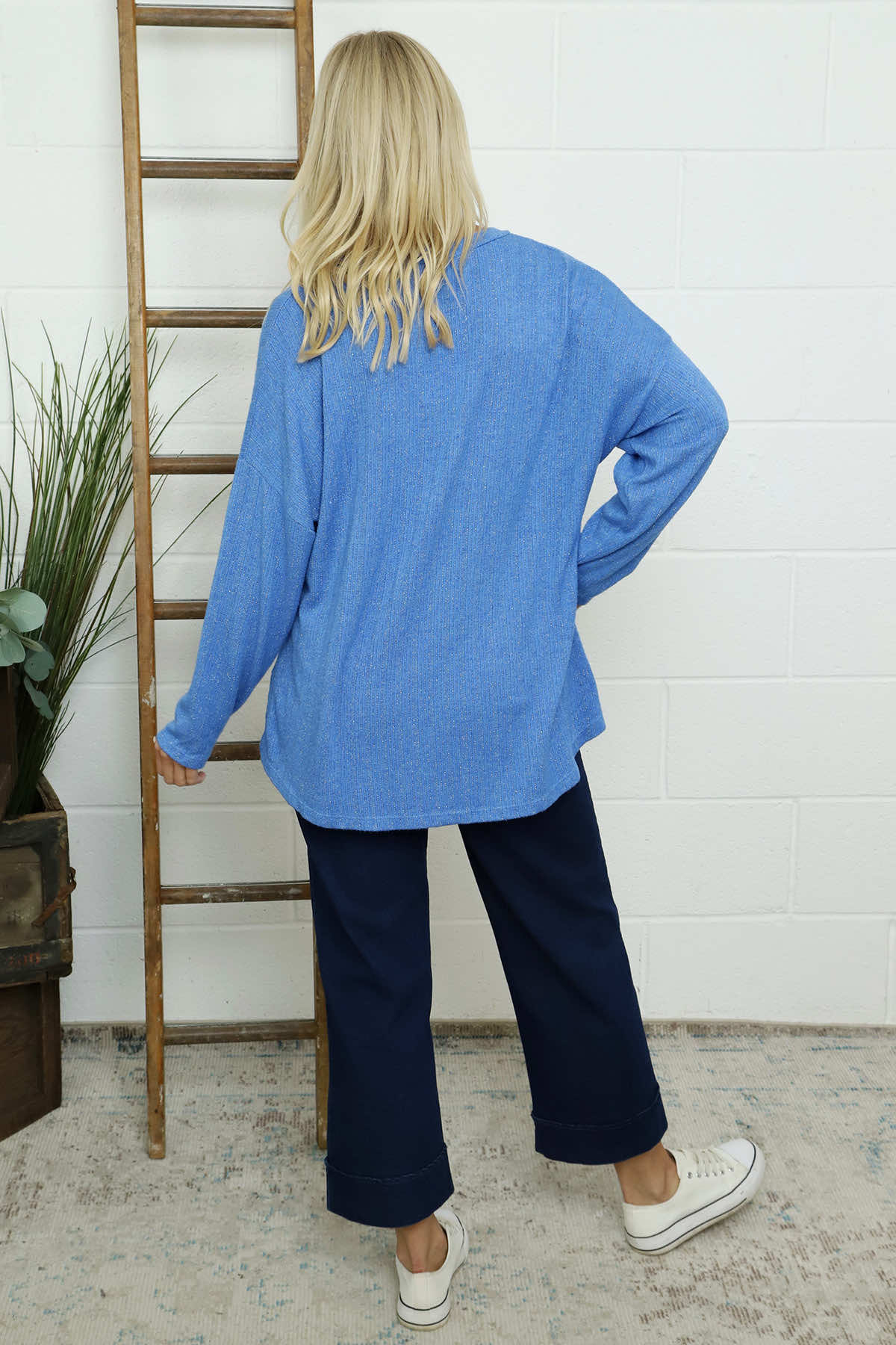 Sierra Sparkle Stripe Knitted Top Cobalt