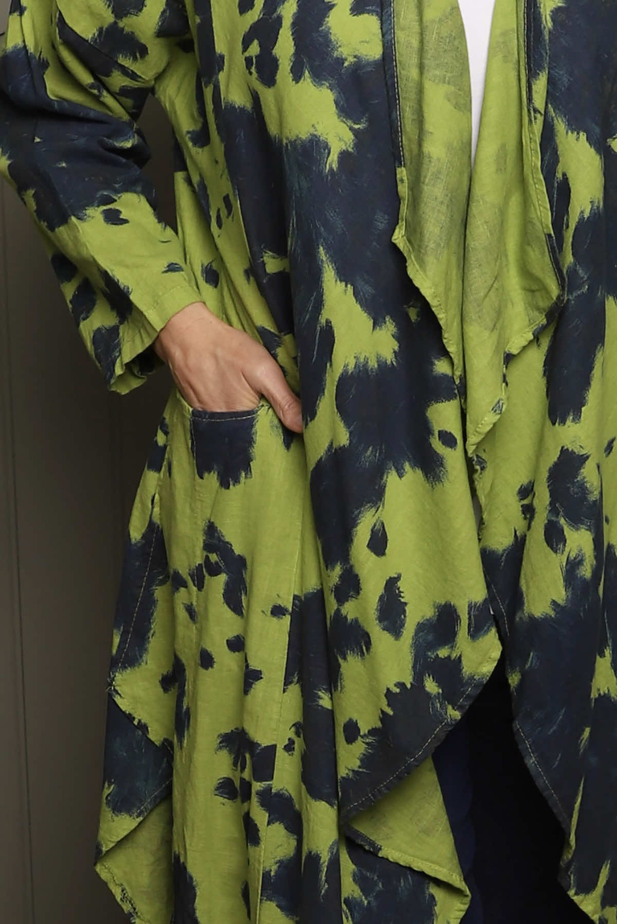 Avice Ink Print Linen Jacket Green