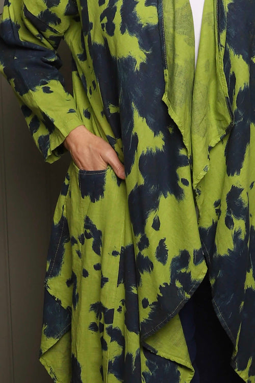 Avice Ink Print Linen Jacket Green - Image 3