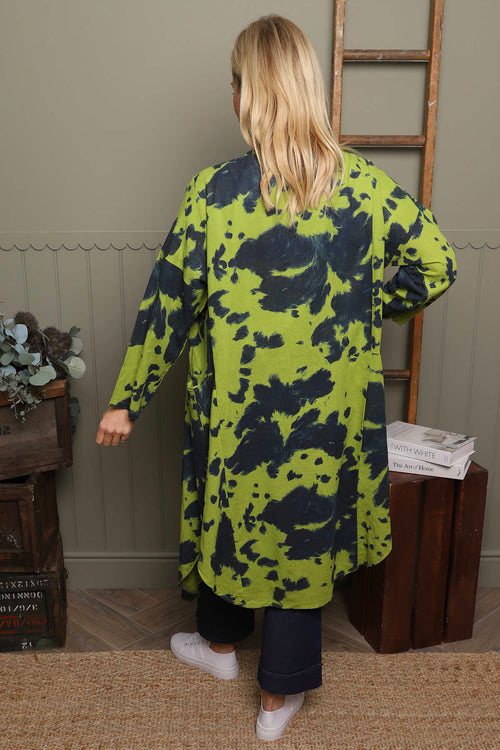 Avice Ink Print Linen Jacket Green - Image 4