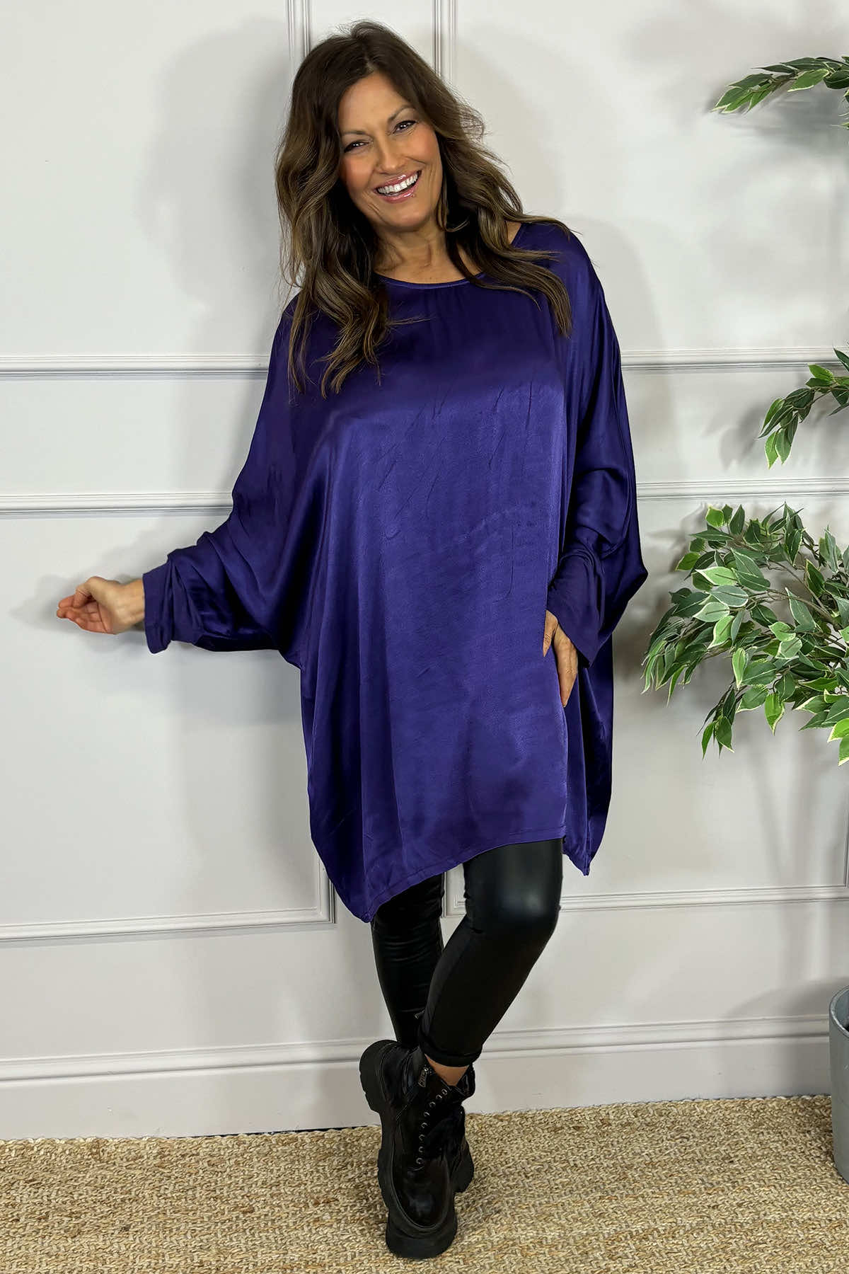 Monica Slouch Satin Top Purple