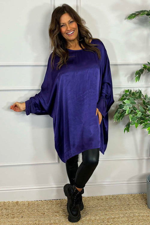 Monica Slouch Satin Top Purple - Image 3