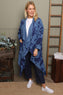 Avice Ink Print Linen Jacket Blue