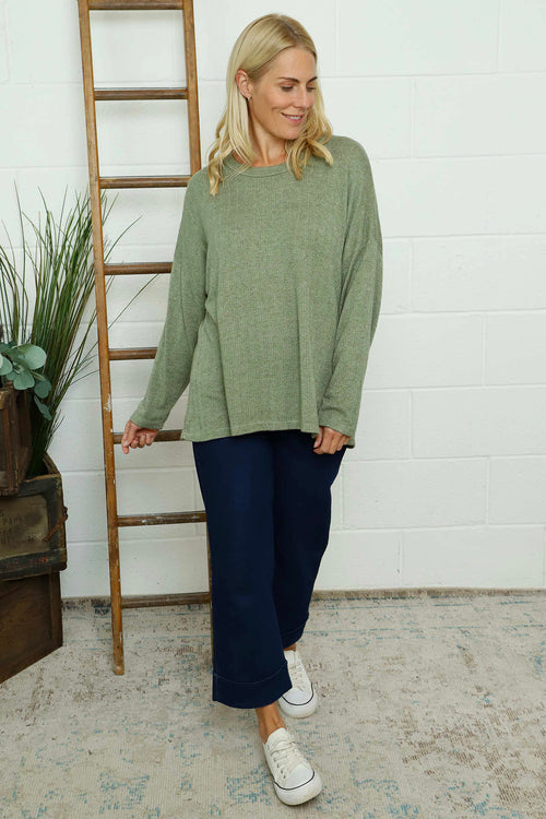 Sierra Sparkle Stripe Knitted Top Khaki - Image 2