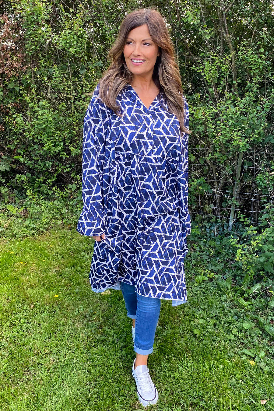 Heidi Print Dress Navy