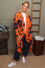 Avice Ink Print Linen Jacket Orange Orange - Avice Ink Print Linen Jacket Orange