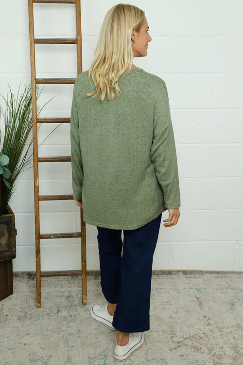 Sierra Sparkle Stripe Knitted Top Khaki - Image 4