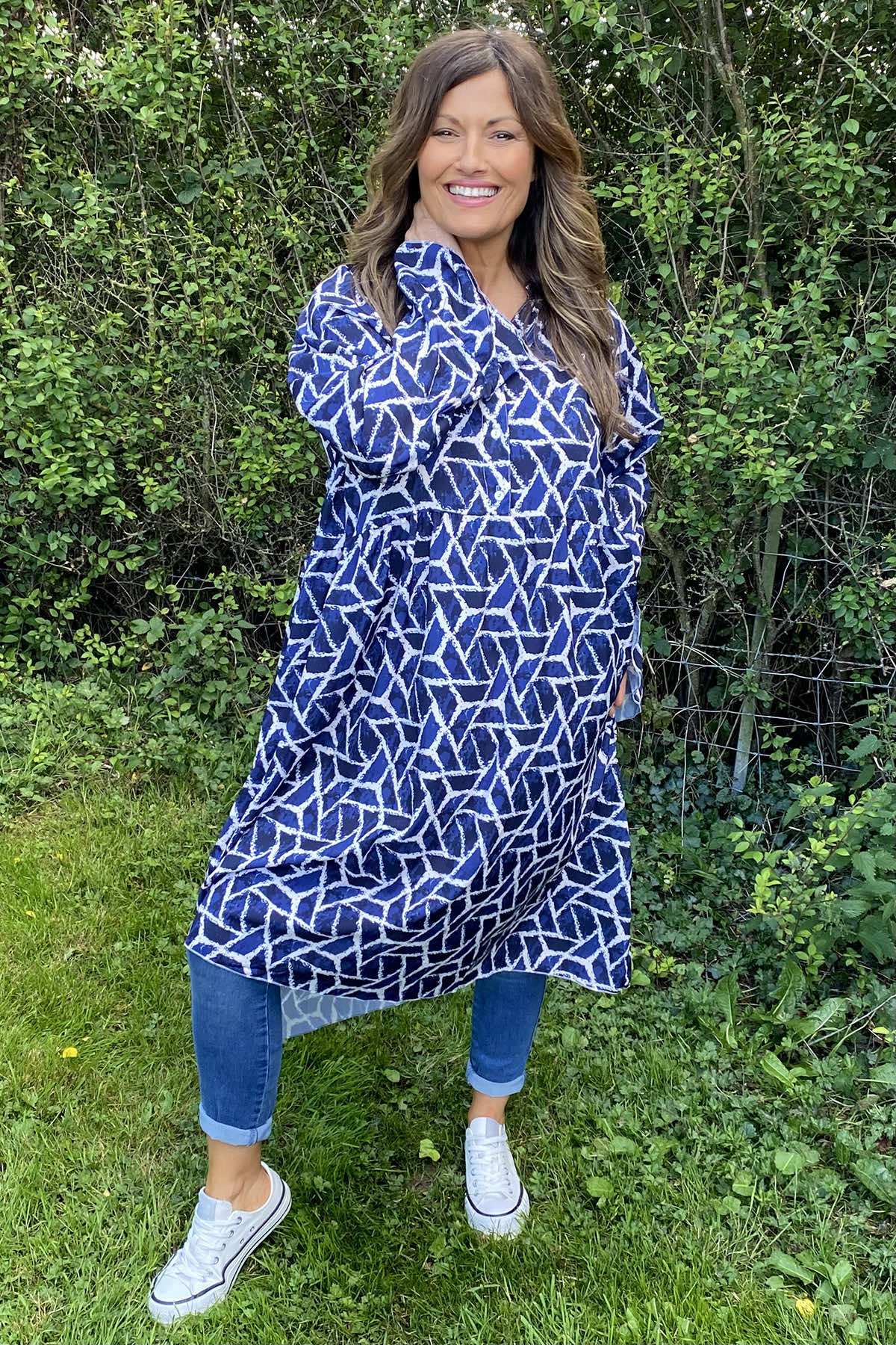 Heidi Print Dress Navy