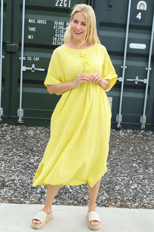 Idella Flower Cotton Dress Yellow - Image 2