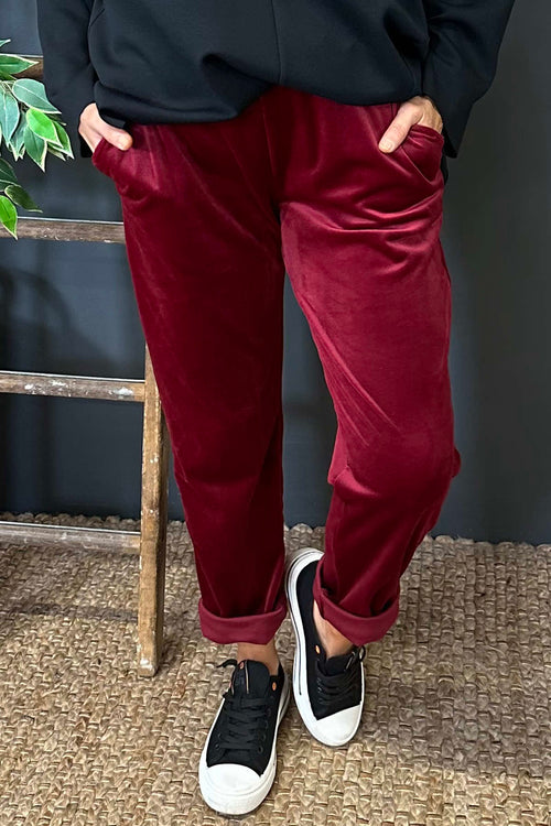 Ariyah Velour Trousers Wine - Image 3