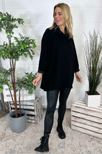 Emmeline Cowl Neck Cotton Top Black Black - Emmeline Cowl Neck Cotton Top Black