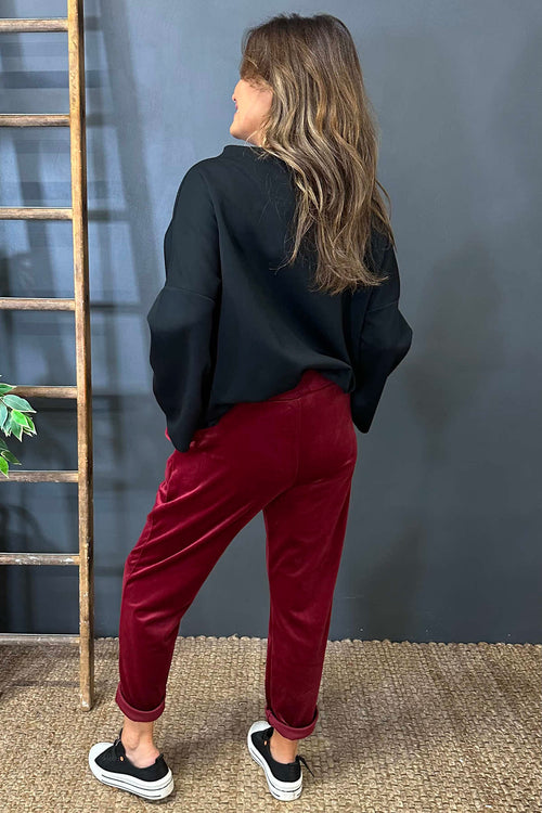 Ariyah Velour Trousers Wine - Image 4