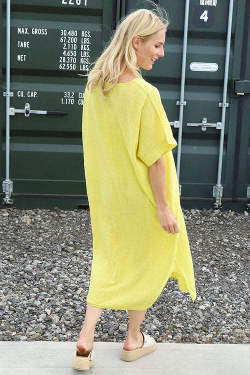 Idella Flower Cotton Dress Yellow - Image 4