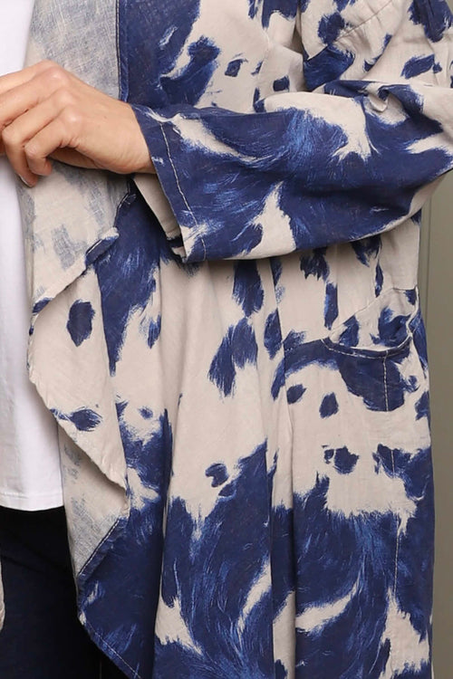 Avice Ink Print Linen Jacket Stone - Image 3