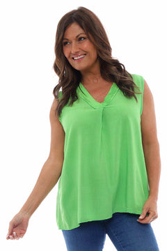 Aleni V-Neck Sleeveless Top Green