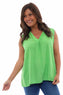 Aleni V-Neck Sleeveless Top Green