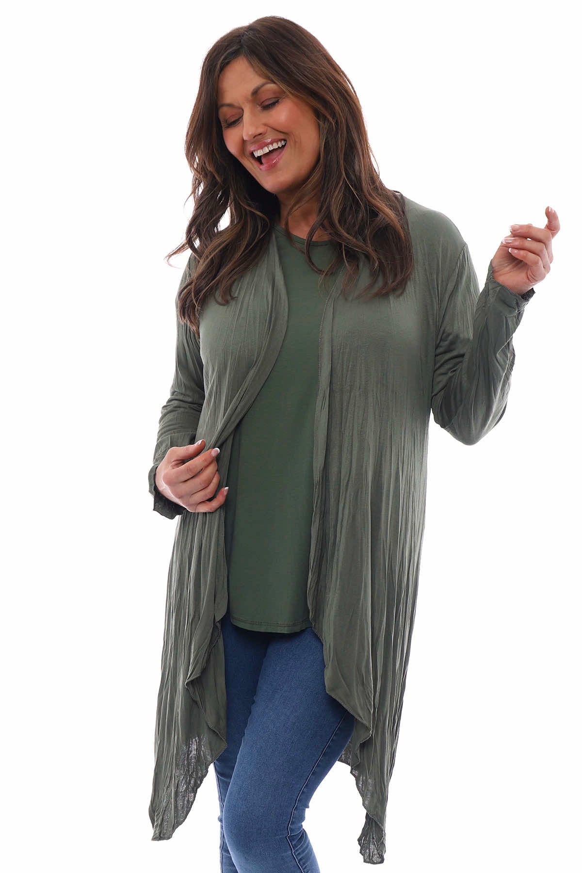 Khaki waterfall clearance cardigan