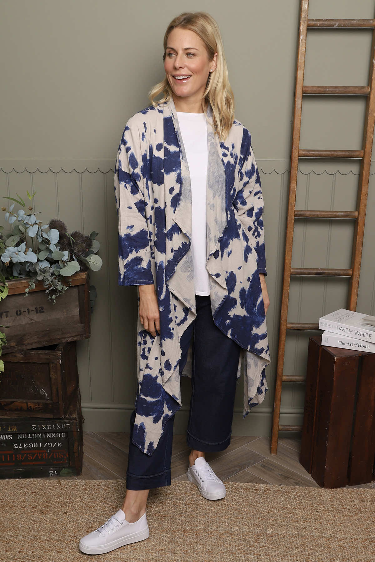 Avice Ink Print Linen Jacket Stone