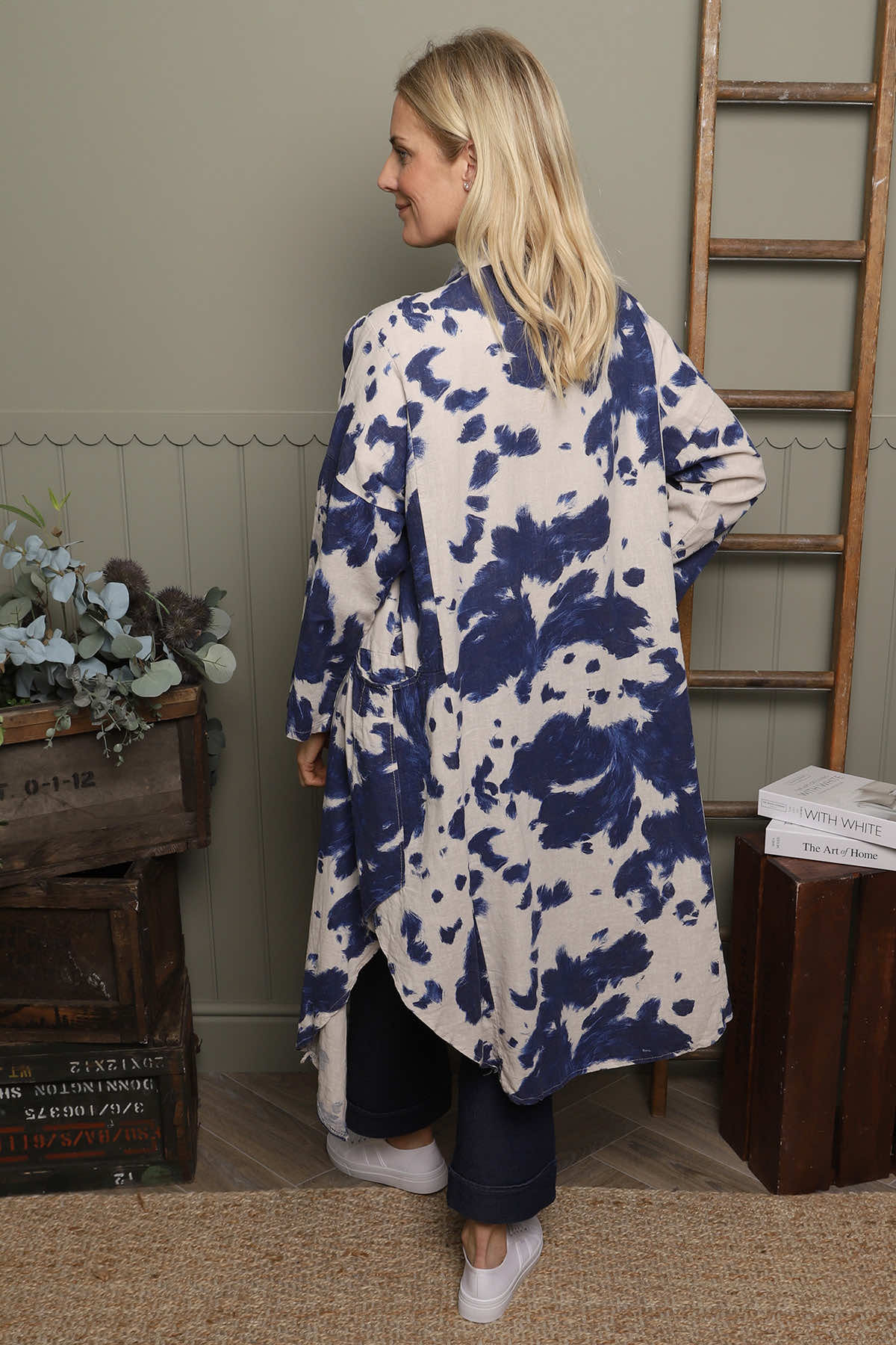 Avice Ink Print Linen Jacket Stone