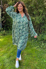 Heidi Print Dress Green Green - Heidi Print Dress Green