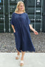 Idella Flower Cotton Dress Navy