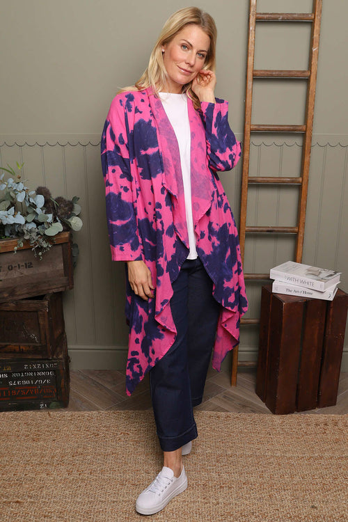 Avice Ink Print Linen Jacket Fuchsia - Image 2