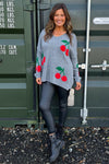 Joan Cherry Knitted Jumper Grey