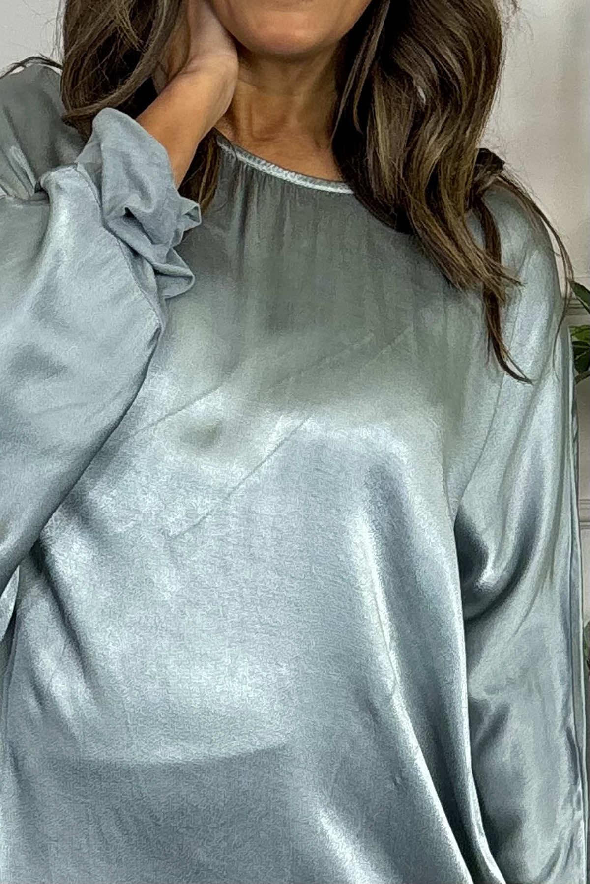 Monica Slouch Satin Top Grey