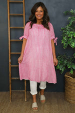 Palmina Stripe Cotton Dress Fuchsia Fuchsia - Palmina Stripe Cotton Dress Fuchsia