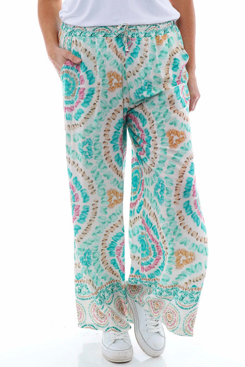 Corzano Tie Dye Palazzo Pants Aqua - Image 3