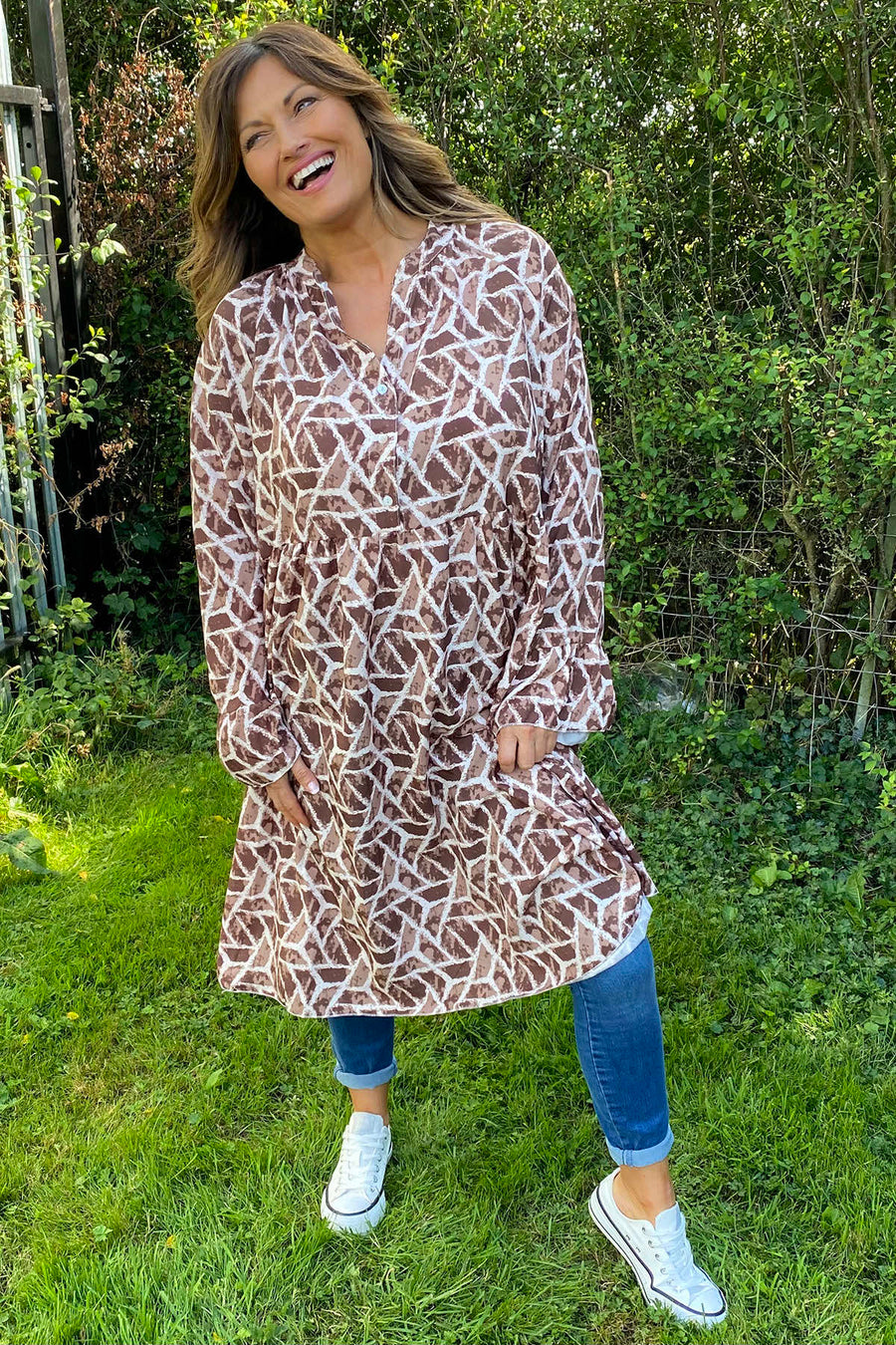 Heidi Print Dress Nutmeg