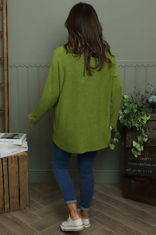 Lynna V-Neck Jumper Olive - Image 4