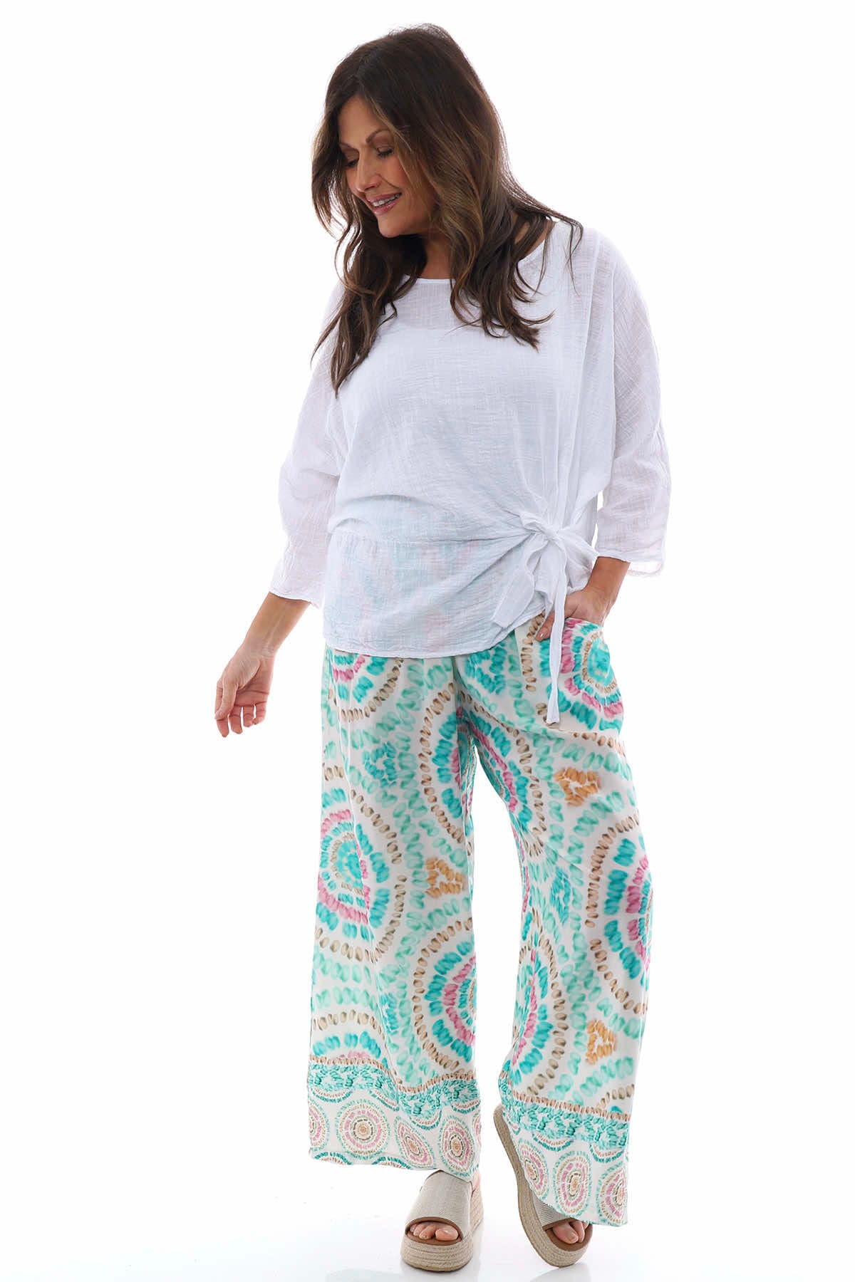 Corzano Tie Dye Palazzo Pants Aqua