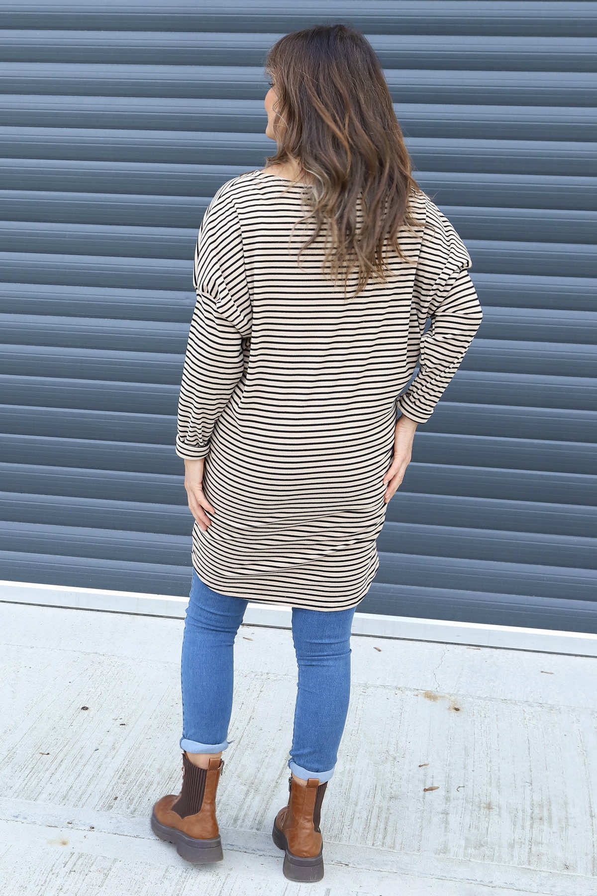 Nessie Stripe Cord Top Stone