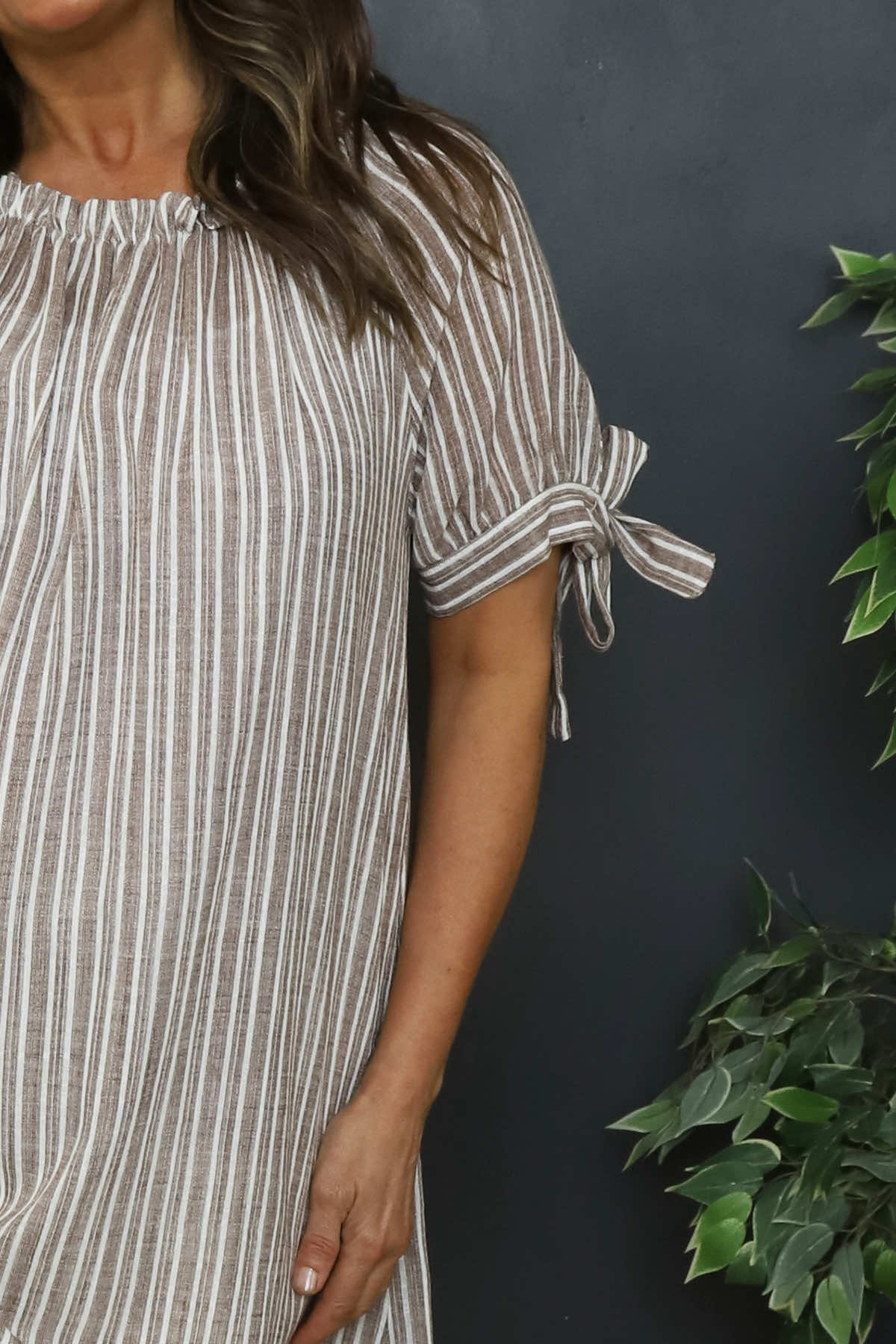 Palmina Stripe Cotton Dress Mocha