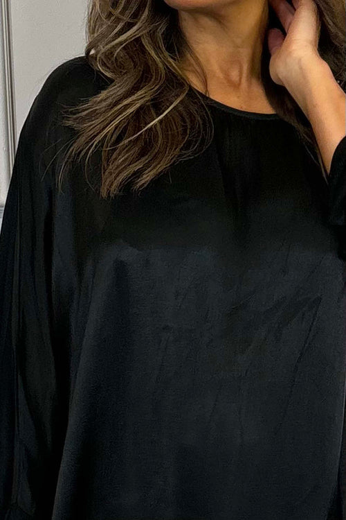 Monica Slouch Satin Top Black - Image 3