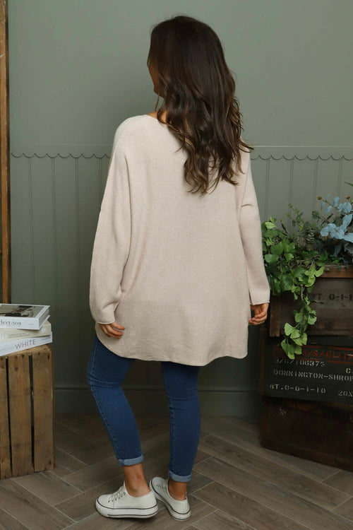 Lynna V-Neck Jumper Stone - Image 4