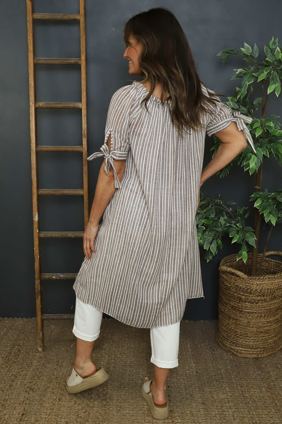 Palmina Stripe Cotton Dress Mocha
