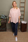 Annalee Hooded Linen Top Pink