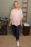 Annalee Hooded Linen Top Pink
