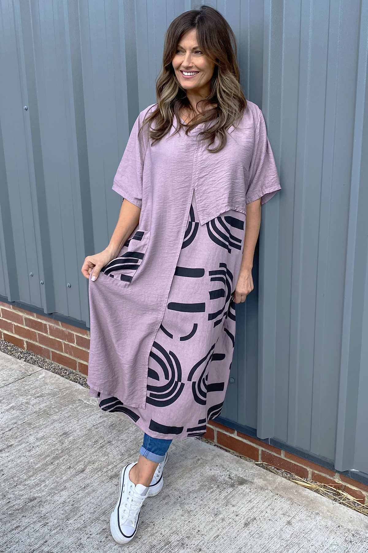 Millie Print Dress Mauve