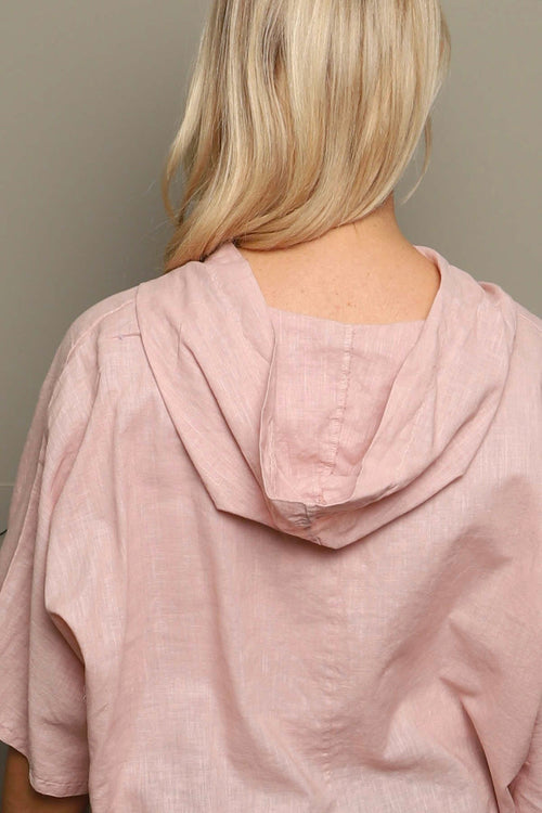 Annalee Hooded Linen Top Pink - Image 3