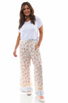 Corzano Leopard Print Palazzo Pants Stone