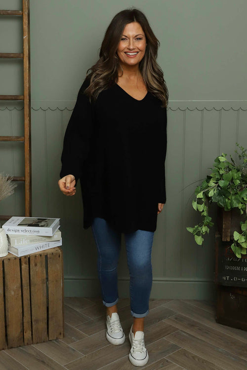 Lynna V-Neck Jumper Black - Image 1