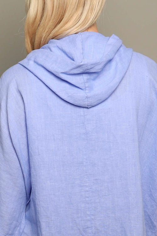 Annalee Hooded Linen Top Powder Blue - Image 3