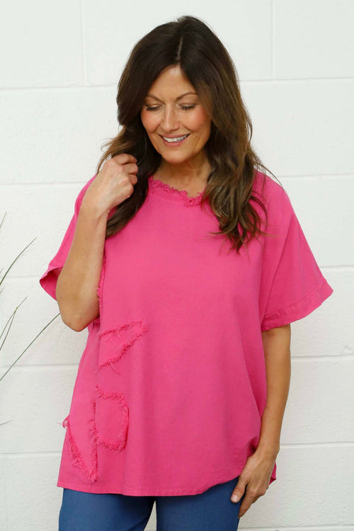 Maxine Flower Patch Linen Top Fuchsia - Image 1
